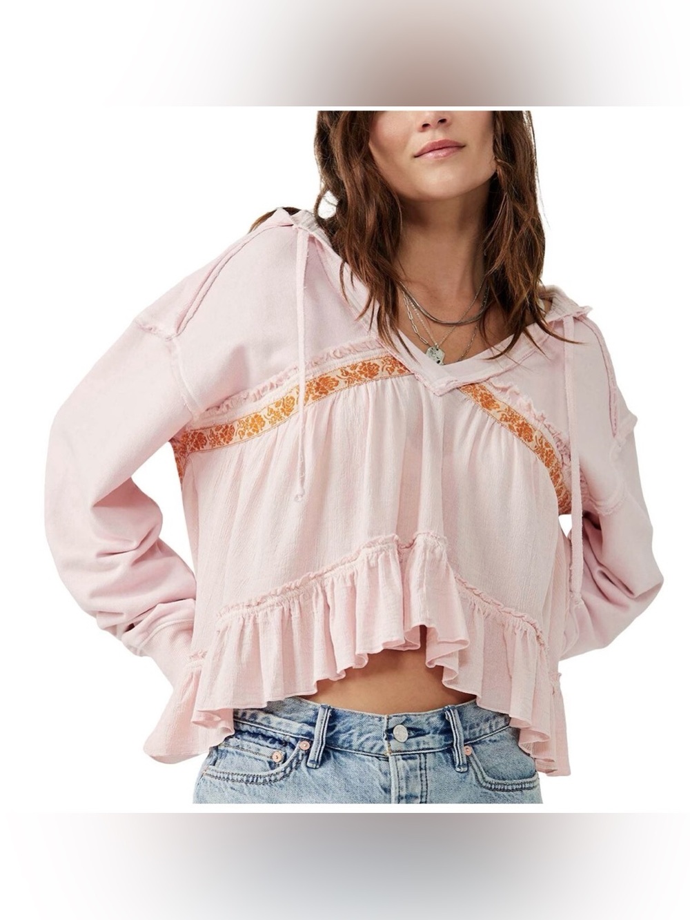 Free People Harry Oversized Cotton hooded Sweatshirt size L